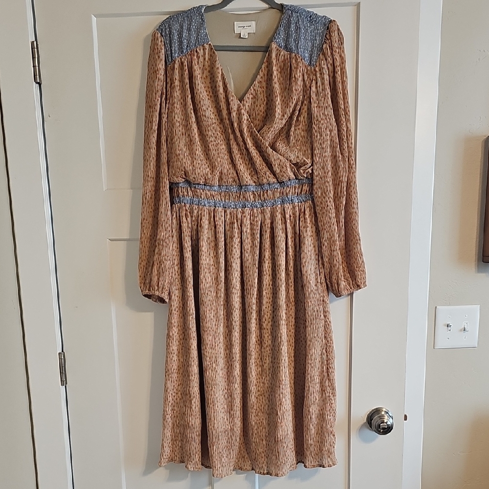Orange Creek Peach and Blue Long Sleeve Dress